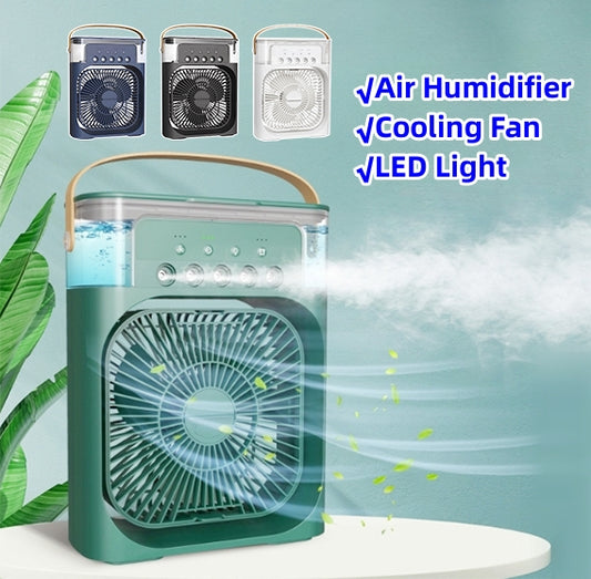 3-in-1 USB Air Humidifier with Cooling Fan and LED Night Light