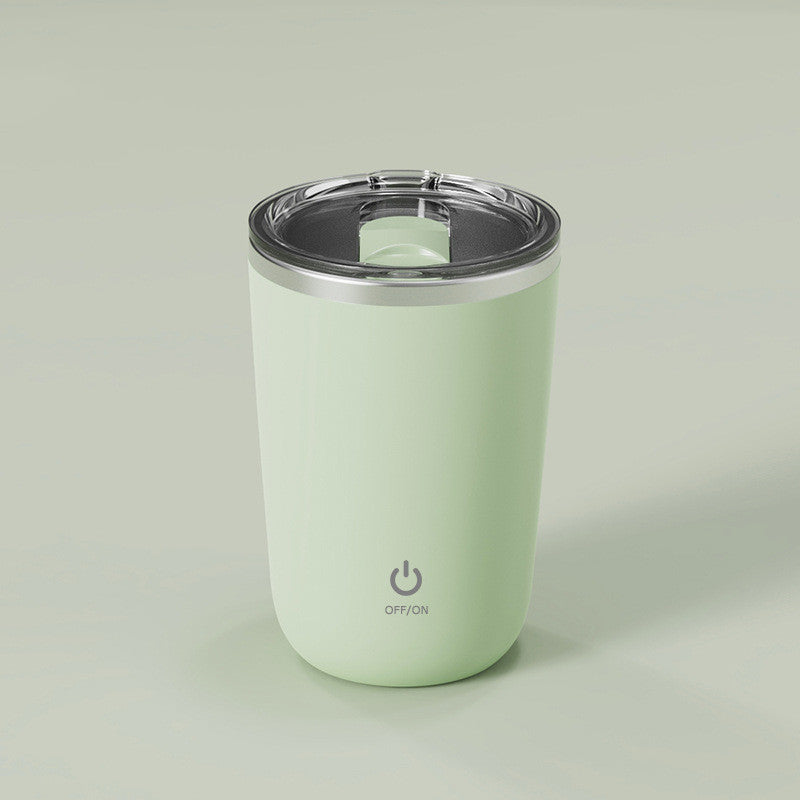 AutoMug Pro™ green self-stirring cup on light green background